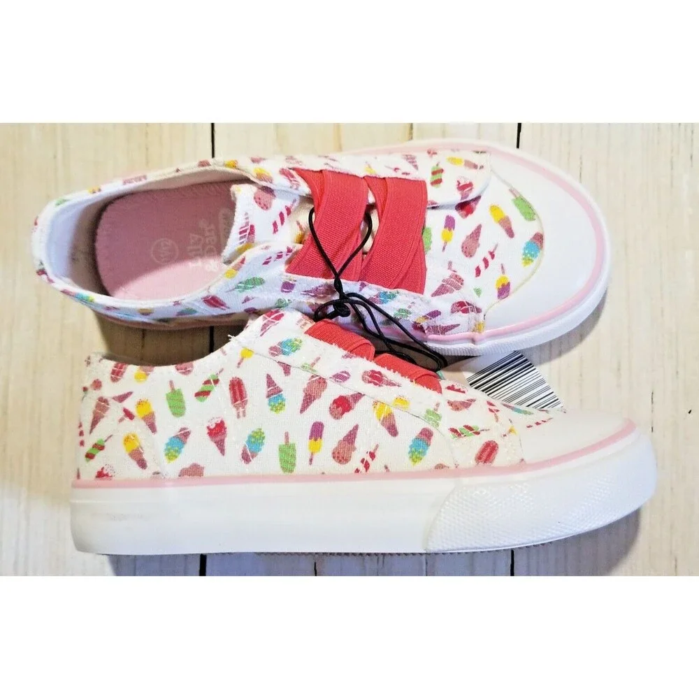 Girl's Sneakers Memory Foam Easy Slip-On Ice Cream Design New US Size 11/12